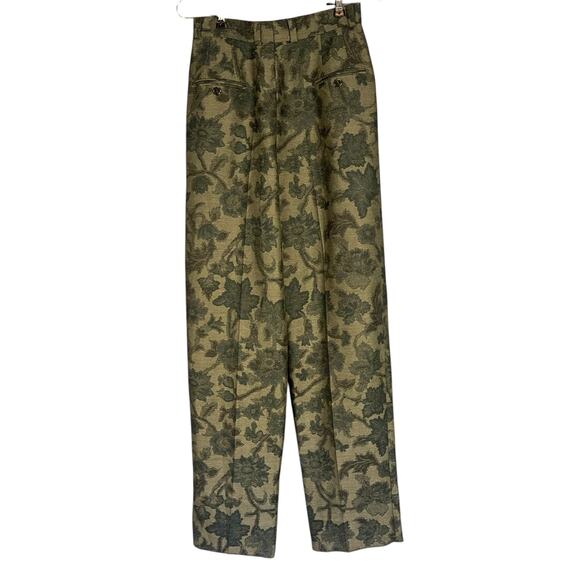 Bernard Zins Paris Vintage Floral Wool Lined Trousers Green Women's Size 2P - Picture 3 of 9